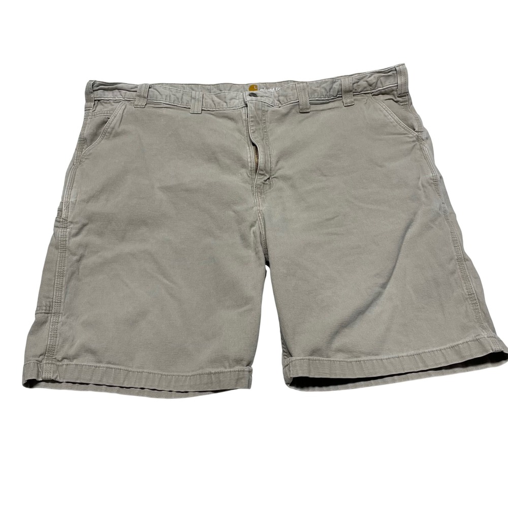 Carhartt Canvas Work Shorts Mens 50 Tan Relaxed Fit Rugged Flex